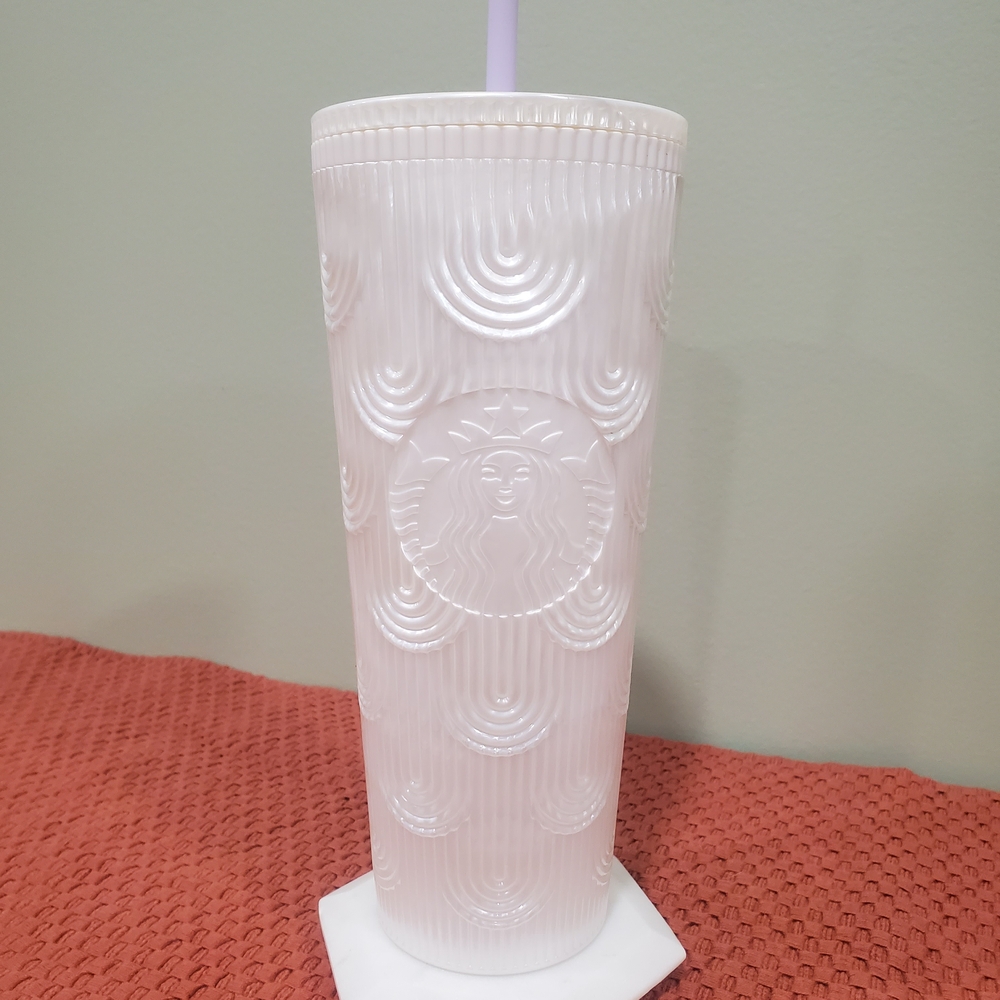 Starbucks Pearl White Embossed Tumbler